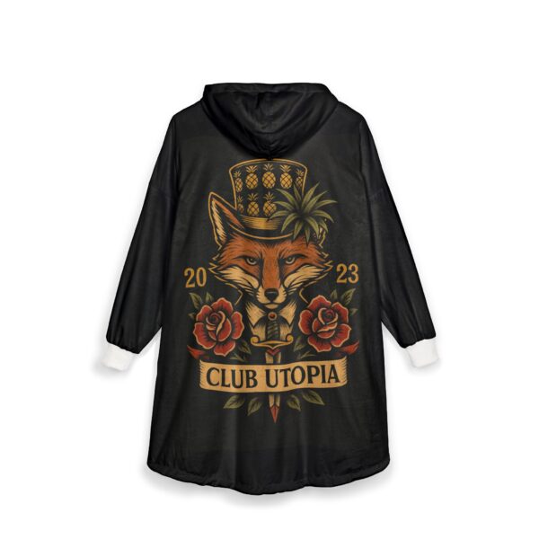 Stylish Unisex Hooded Blanket with Vintage Fox Design, Cozy Warm Blanket, Lounge Wear, Gift for Her, Gift for Him, Home Comfort - Image 2
