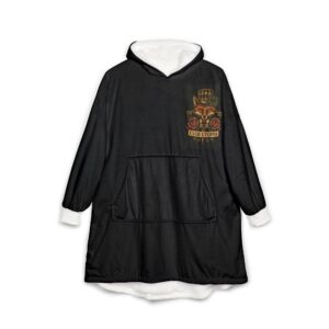 Stylish Unisex Hooded Blanket with Vintage Fox Design, Cozy Warm Blanket, Lounge Wear, Gift for Her, Gift for Him, Home Comfort